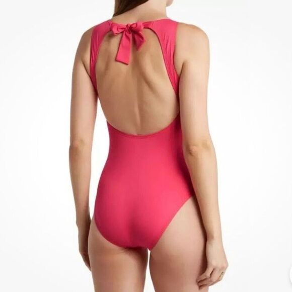 Tommy Bahama Pink High Neck Backless Padded One Piece Swimsuit NWT Size 14/Large - Picture 2 of 7
